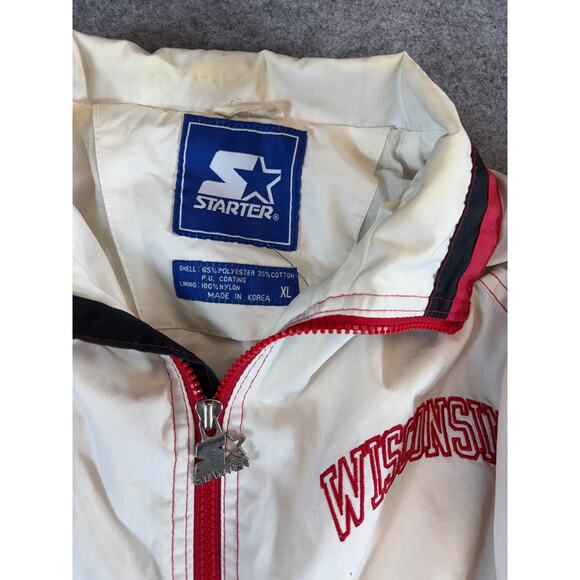 Vintage Wisconsin Badgers Starter Jacket Mens XL 1/4 Zip Collegiate Sportswear - Picture 4 of 8
